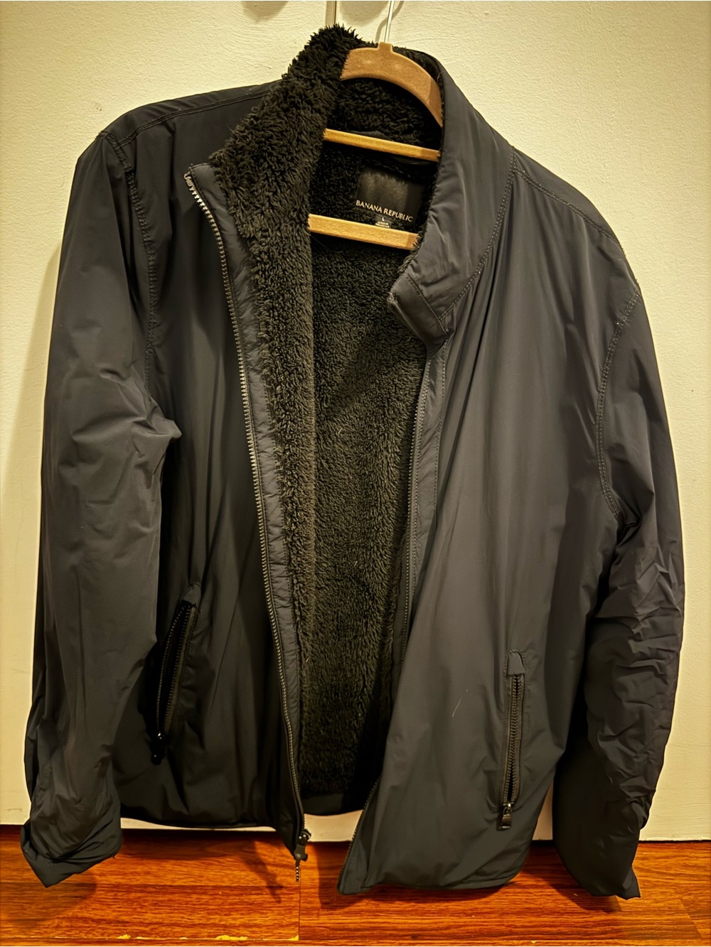 Banana Republic Men's Black Lightweight Sherpa-Lined Jacket